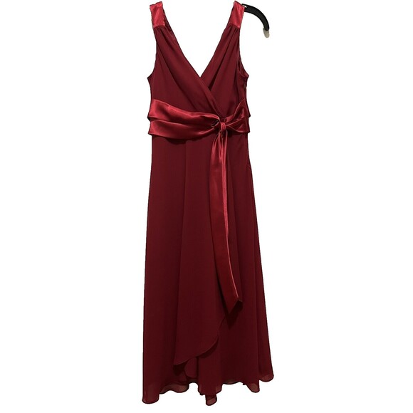 Jones Wear Evening Dress Sleeveless Faux Wrap Midi Sash Bow Red 4 Small Romantic - Picture 1 of 3